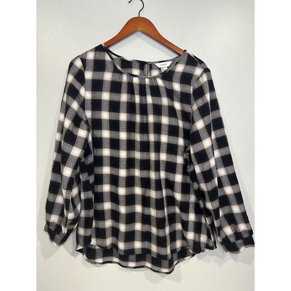 CJ Banks Tops - CJ Banks Women's Plaid Long Sleeve Button Back‎ Top Size 1X Academia preppy